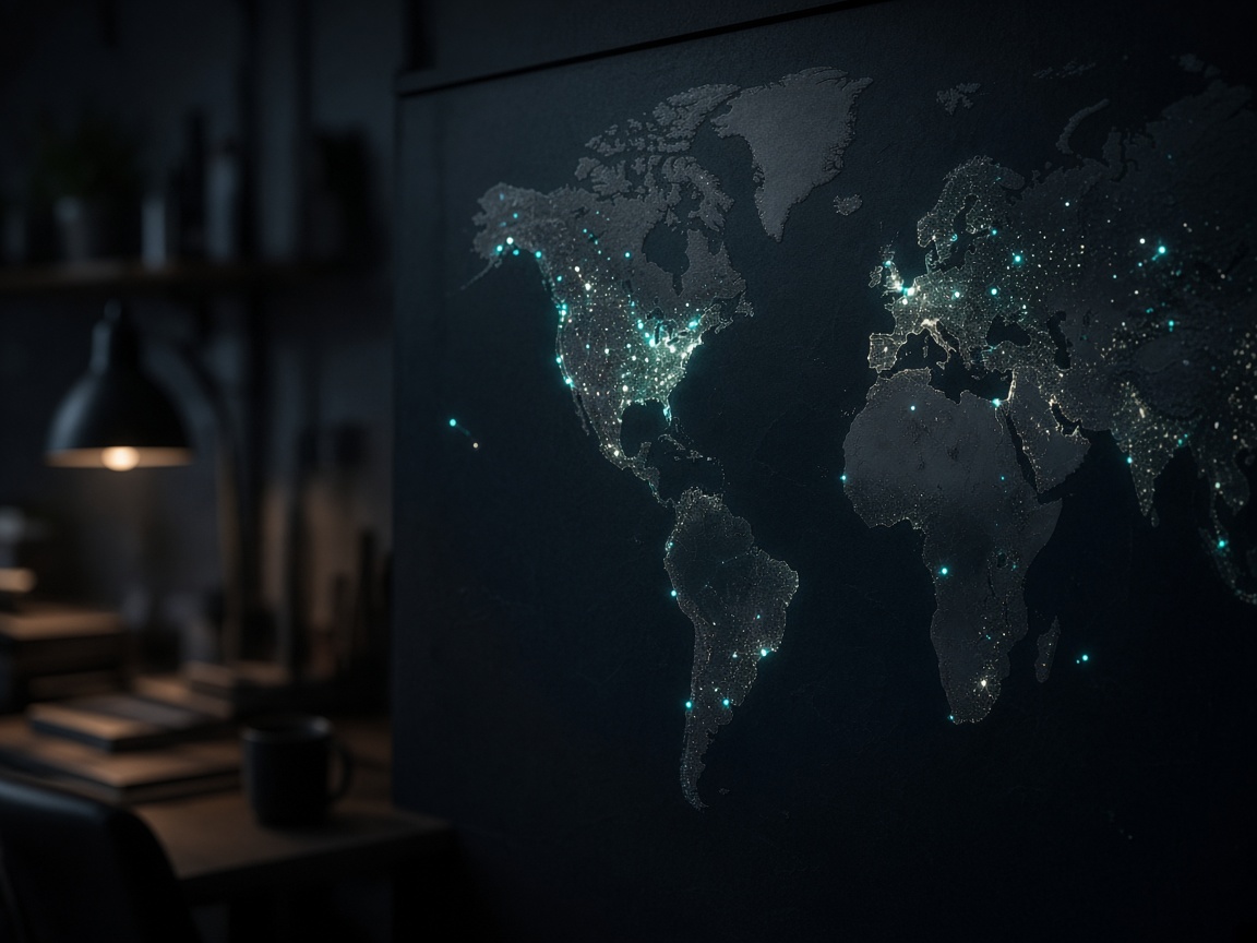 World map with target markets marked